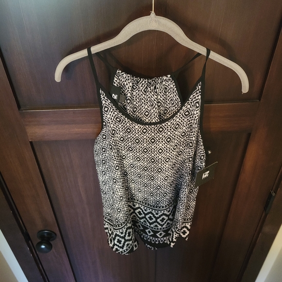NWT Women's iZ Byer Boho Chiffon Black & White Tank Top Size Small NEW!!! - Picture 3 of 5